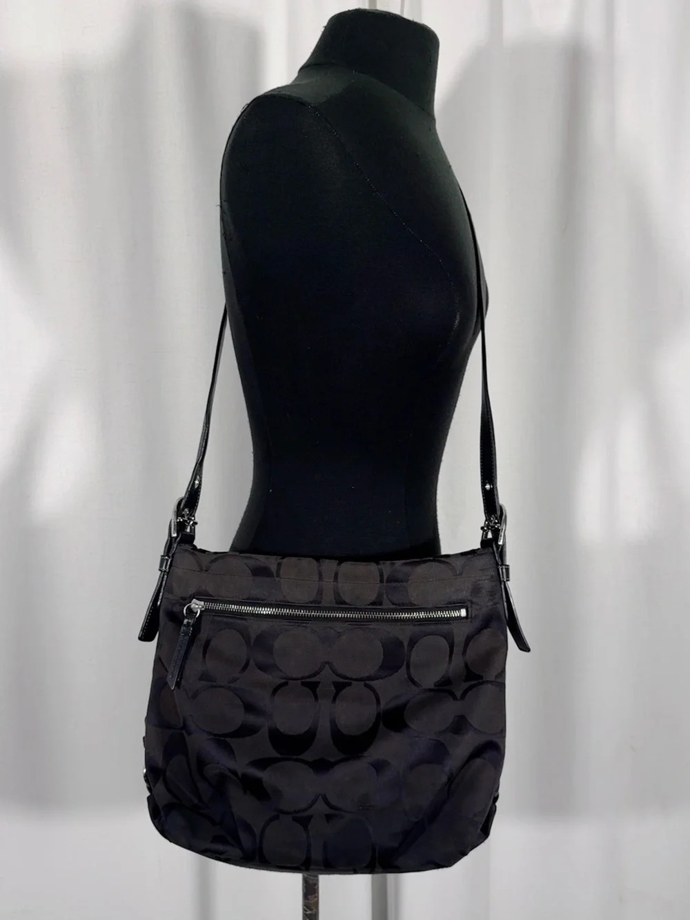 Vintage Coach Black Signature Duffle Crossbody Bag